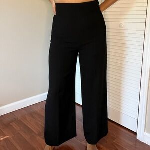 ZARA Black Trouser Wide Leg Pants Zip Up On Side